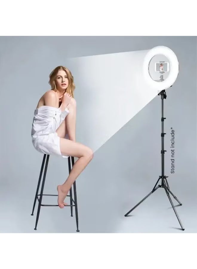 التخطيط حلقة إضاءة LED ناعمة مقاس 22 بوصة مع حامل ثلاثي القوائم وحامل هاتف - حلقة إضاءة قابلة للتعتيم مقاس 10 بوصات للمكياج والصور الشخصية ويوتيوب وتيك توك والتكبير وتسجيل الفيديو والبث المباشر - 3 أوضاع إضاءة، تعمل بمنفذ USB - Image 4