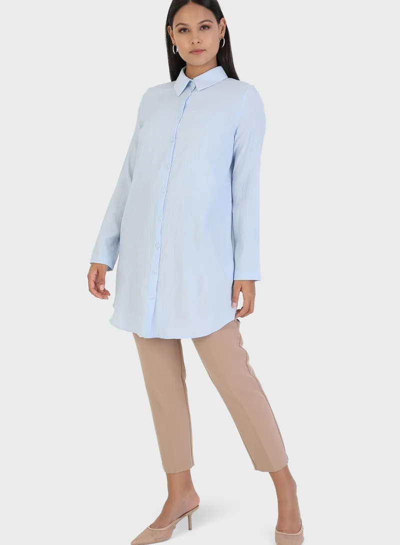 Tavin by Modanisa  Button Down Shirt Tunic for Women | Best Price UAE
