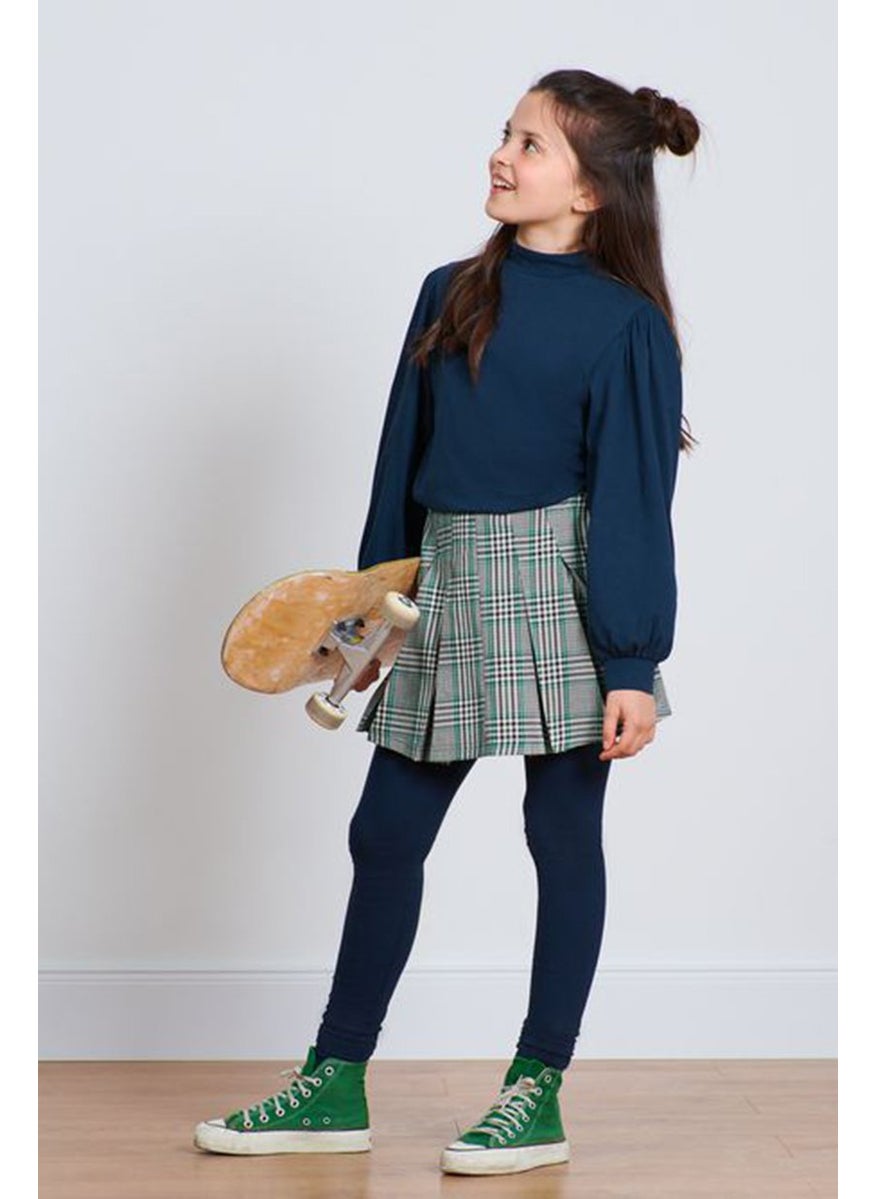 Tchibo Kids Girl Checkered Pull On Skorts, Green Combo  - Image 1