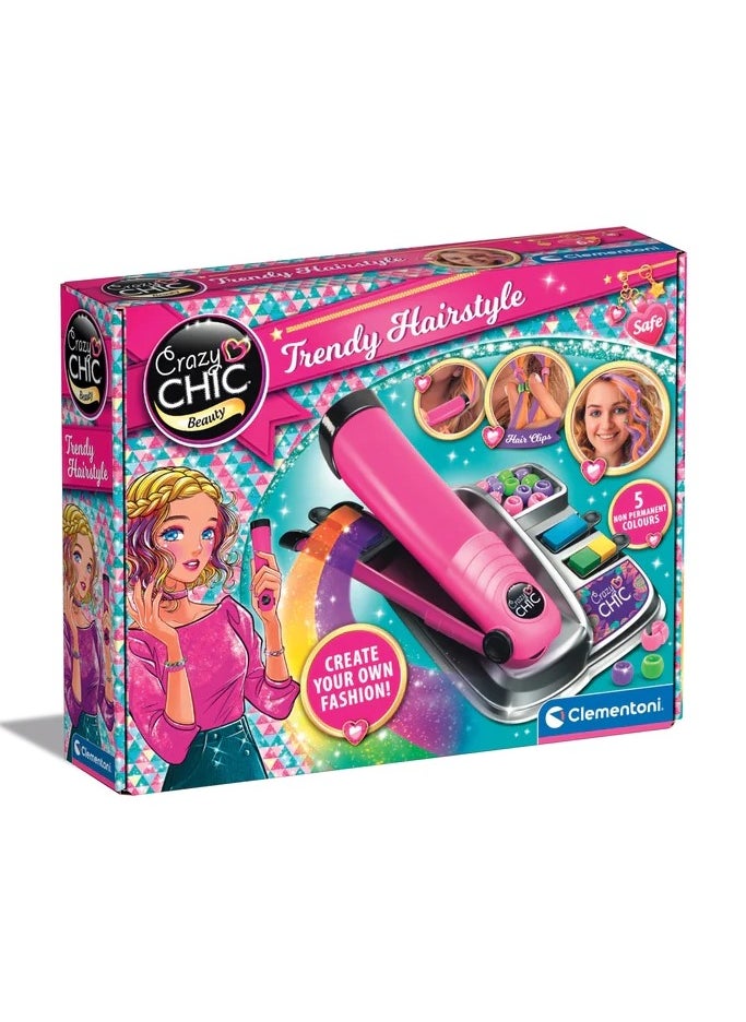Clementoni Clementoni Crazy Chic Trendy Hairtsyles | Styling-Hair Kit |Temporary Hair Color | Do it Youself | Pretend Play | Arts & Crafts | Easy to Use | Develops Fine Motor Skills & Creativity | Colorful | Fashionable | Perfect Gift for Fashion Lovers!  - Image 1