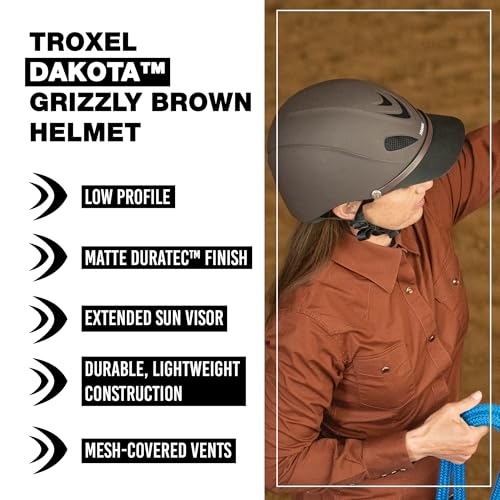 Troxel Dakota Trail Horse Riding Helmet, Low-Profile Light Adjustable Design, Safety Horseback Riding Gear, Medium (7 - 7-1/4), Grizzly Brown - Image 2