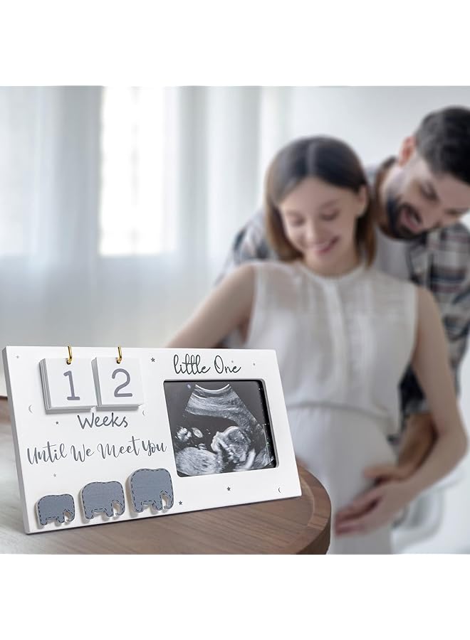 إيروريكس إطار صور سونار مع العد التنازلي لأسابيع الحمل، إطارات صور سونار جميلة للطاولة أو الحائط، تهنئة بالحمل، هدية للآباء المتوقعين - Image 4
