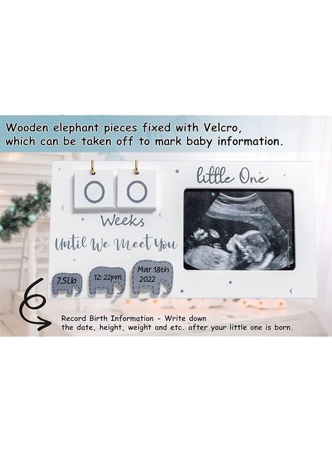 إيروريكس إطار صور سونار مع العد التنازلي لأسابيع الحمل، إطارات صور سونار جميلة للطاولة أو الحائط، تهنئة بالحمل، هدية للآباء المتوقعين - Image 3