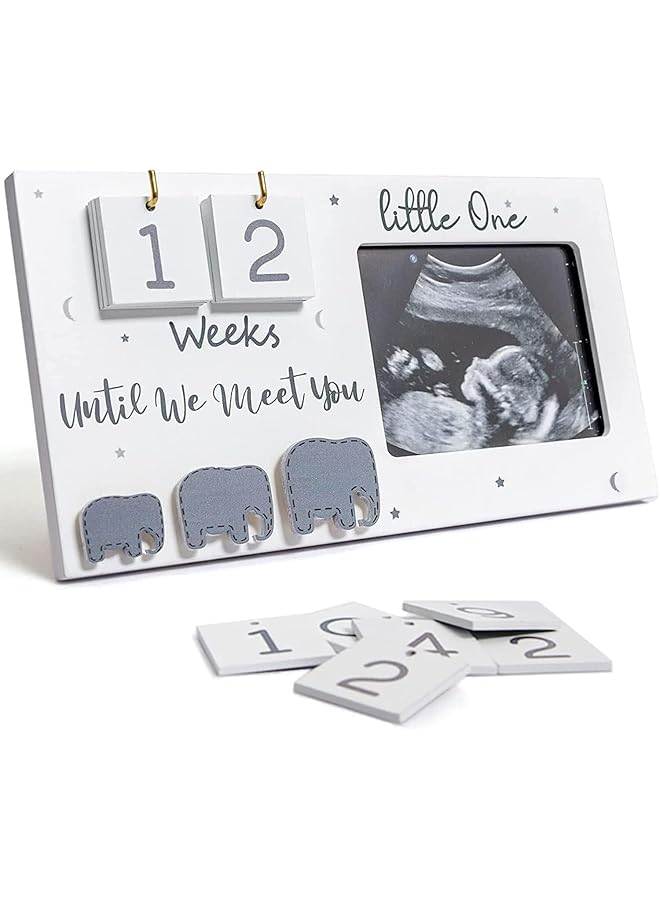 إيروريكس إطار صور سونار مع العد التنازلي لأسابيع الحمل، إطارات صور سونار جميلة للطاولة أو الحائط، تهنئة بالحمل، هدية للآباء المتوقعين - Image 1