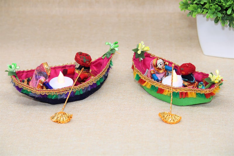 JH Gallery Recycled Material Rajasthani Raja Rani Puppet/Dolls Decorative Tealight Candle Holder (Pack of 2) - Image 4