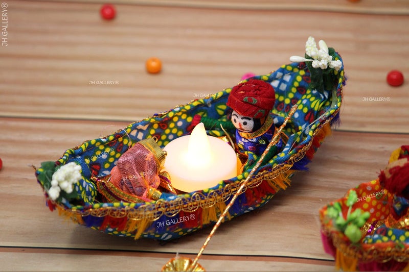 JH Gallery Recycled Material Rajasthani Raja Rani Puppet/Dolls Decorative Tealight Candle Holder (Pack of 2) - Image 3