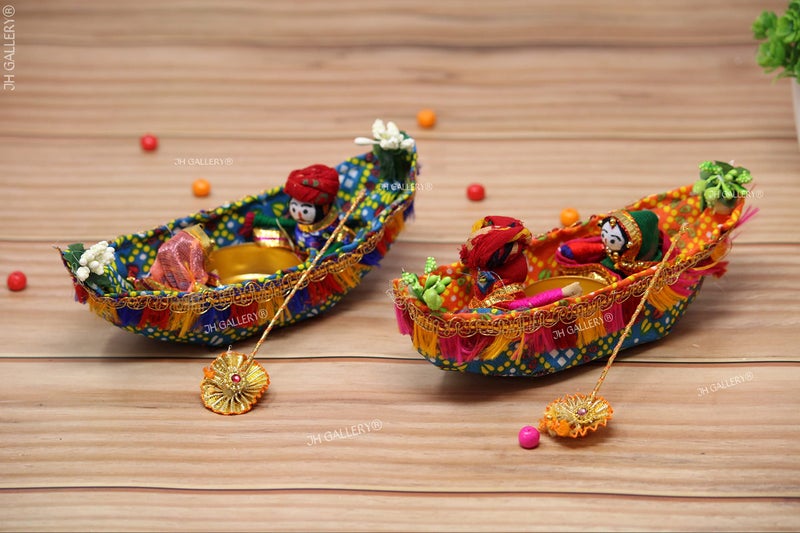 JH Gallery Recycled Material Rajasthani Raja Rani Puppet/Dolls Decorative Tealight Candle Holder (Pack of 2) - Image 5