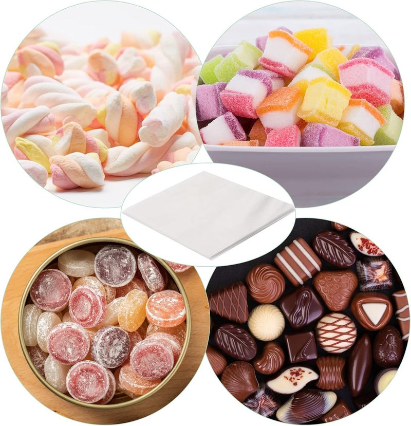 Sliverdew 300 Pcs Candy Wrappers for Caramels Non Stick Wax Paper Sheets for Food, 5x5 Inch Parchment Paper Squares Caramel Wrappers Precut Candy Wrapper Paper for Chocolate Bar, Patty, Caramel, Nougat, Cheese - Image 4