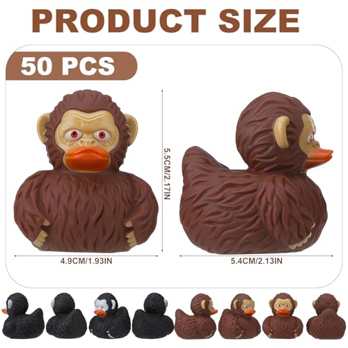 Guiqulai 50pcs Sasquatch Rubber Ducks for Jeep Funny Sasquatch Rubber Bath Toys Birthday Party Favors for Cruise Ships BlackBrown - Image 5