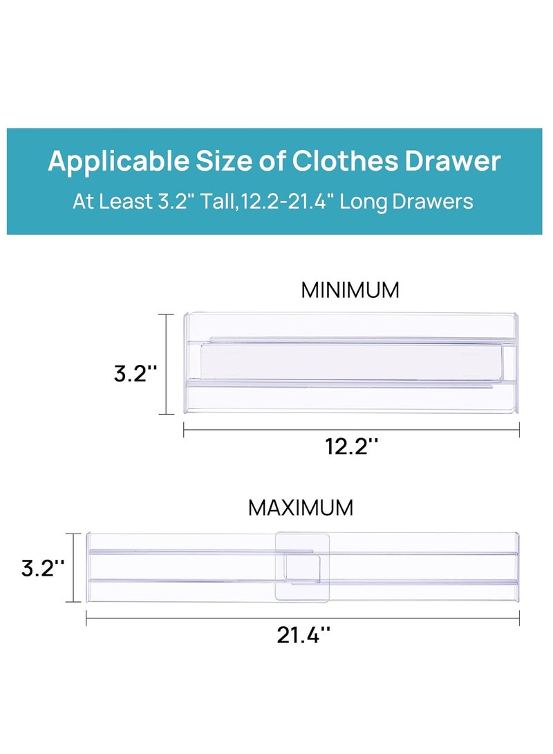 Drawer Dividers Organizers 8 Pack, Adjustable 3.2 High Expandable from 12.2-21.4 Kitchen Drawer Organizer, Clear Plastic Drawers Separators for Clothing, Installed by Double-sided Tape  - Image 5