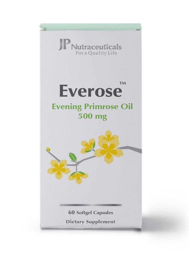 JP Neutraceuticals Everose Evening Primrose Oil 500 mg Women 60 Capsules  - Image 2