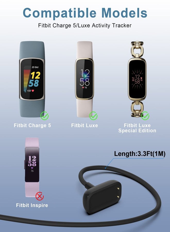 Bicmice 1M Replacement Fitbit Charge 5 & Luxe Charging Cable with Restart Button - Image 2