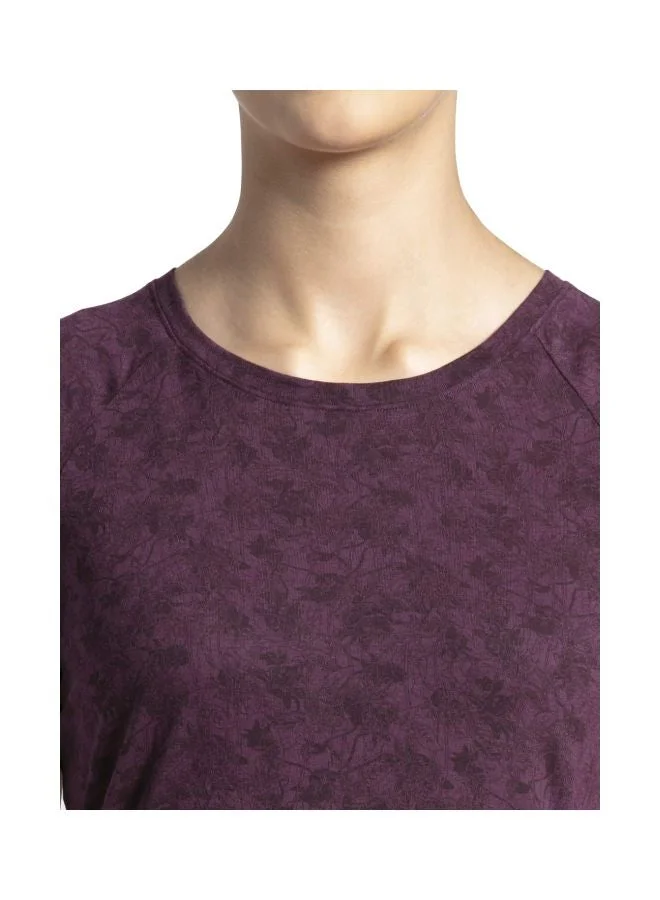 Jockey Purple Wine AW13 Women Micro Modal Cotton Relaxed Fit Printed Round Neck Half Sleeve T Shirt for Women | Best Price UAE
