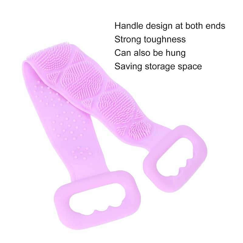 klarako Double Sided Silicone Body Brush, Portable Back Brush, Exfoliating Back Cleaning Strap Back Scratcher Back Scrubber Bath Shower(Purple) - Image 3