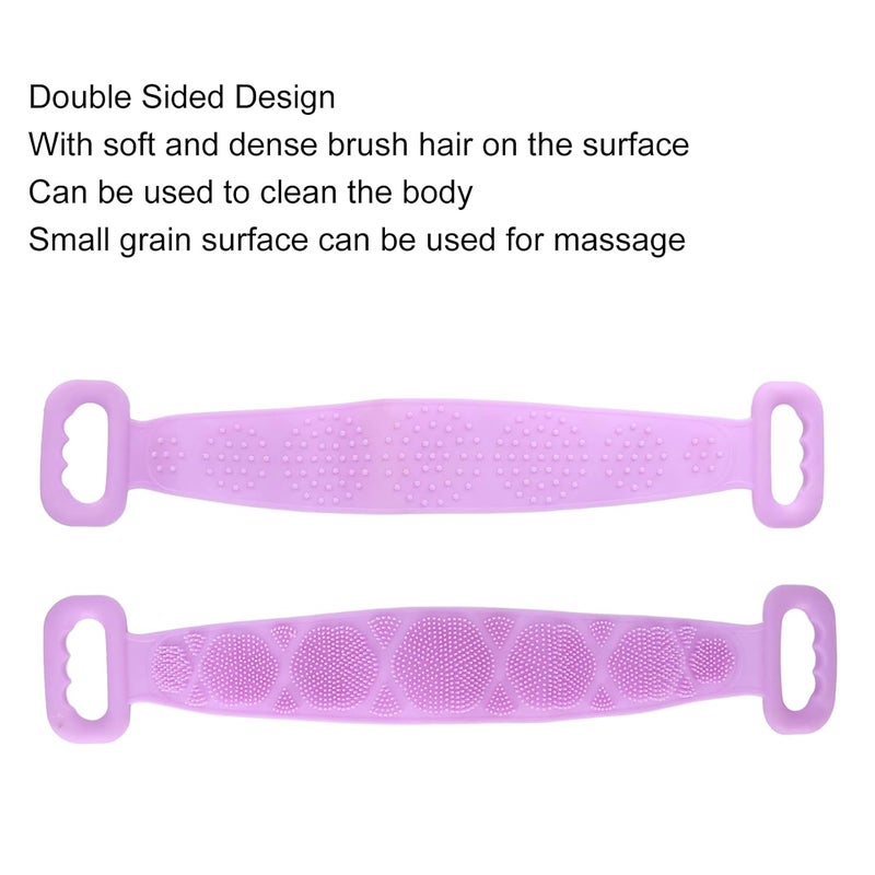 klarako Double Sided Silicone Body Brush, Portable Back Brush, Exfoliating Back Cleaning Strap Back Scratcher Back Scrubber Bath Shower(Purple) - Image 2