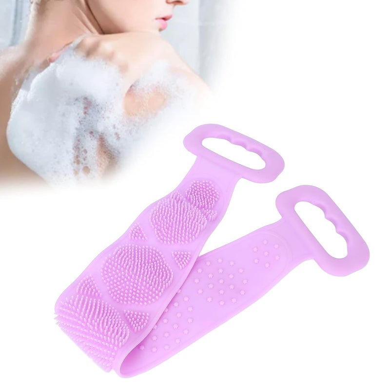 klarako Double Sided Silicone Body Brush, Portable Back Brush, Exfoliating Back Cleaning Strap Back Scratcher Back Scrubber Bath Shower(Purple) - Image 4