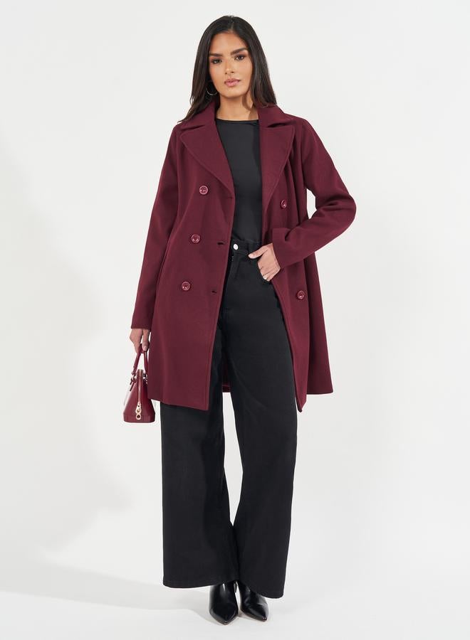 Styli Regular Fit Longline Double Breasted Wool Like Coat - Image 2