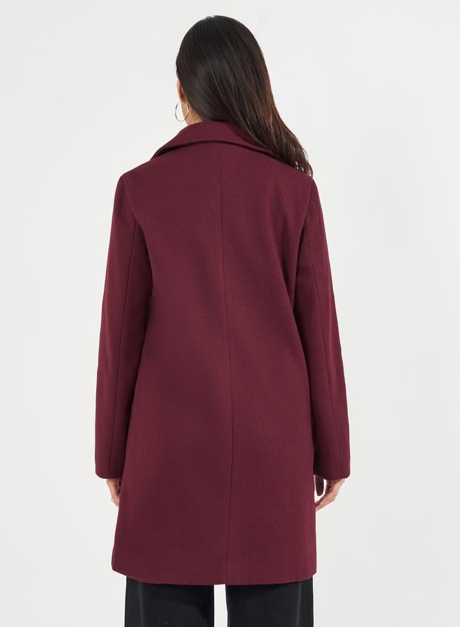 Styli Regular Fit Longline Double Breasted Wool Like Coat - Image 4