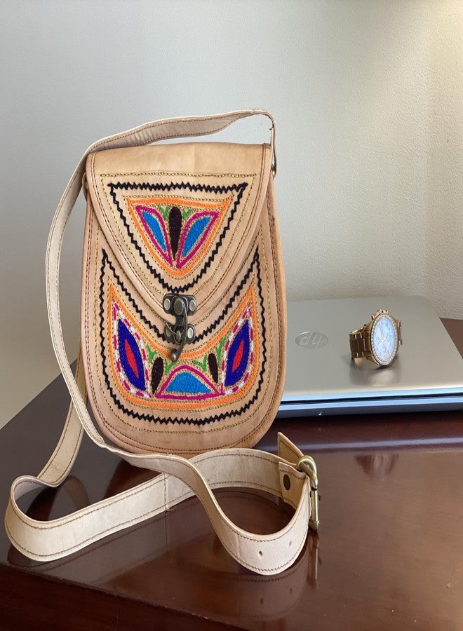 Craftonus India Hand Bags Medium Size For Women Stylish Hand embroidery | Leather Bag Inside Is Canvas Material 3 - Image 4