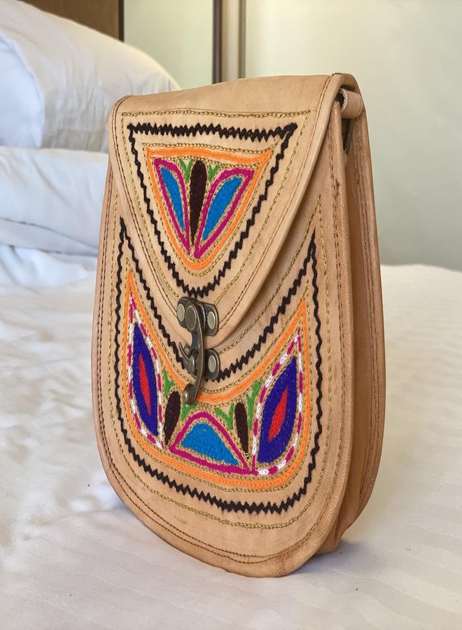 Craftonus India Hand Bags Medium Size For Women Stylish Hand embroidery | Leather Bag Inside Is Canvas Material 3 - Image 3