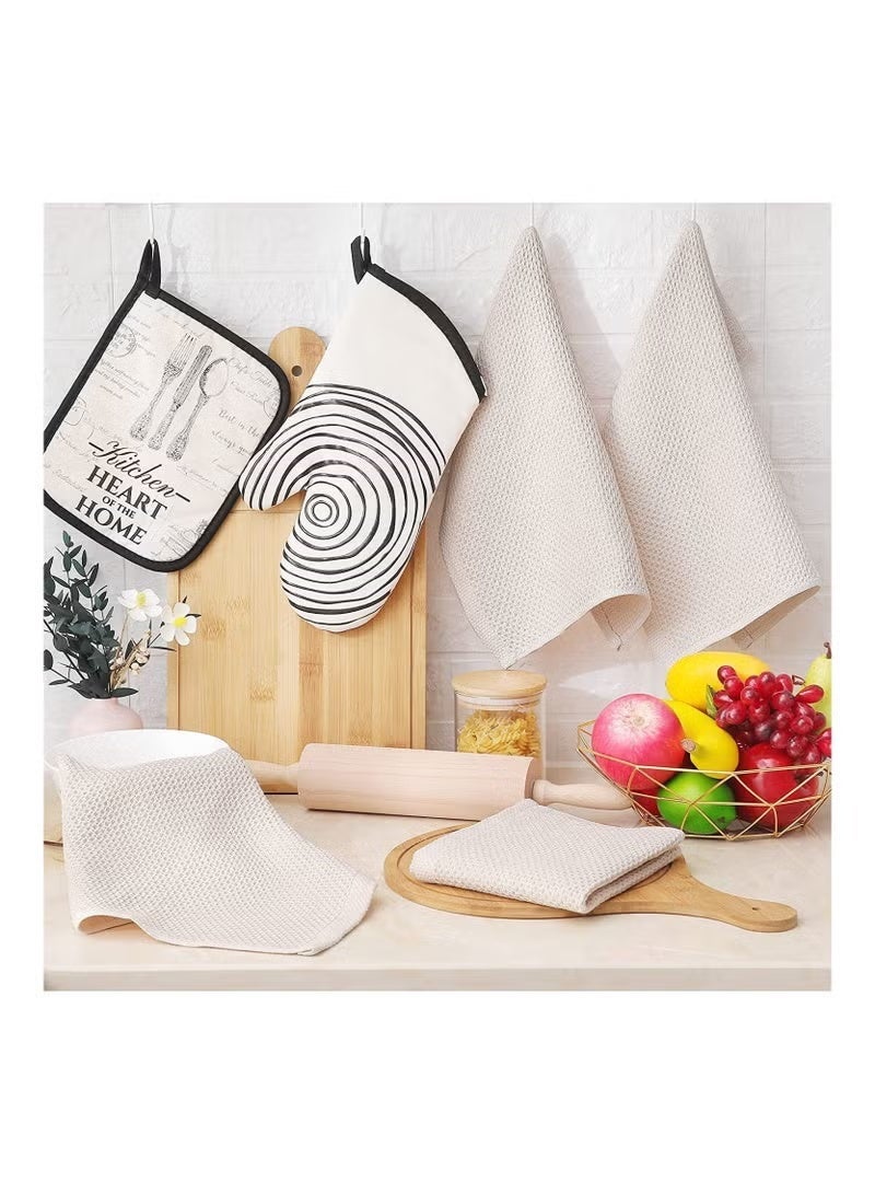 Ucanbe 100% Cotton Waffle Weave Kitchen Dish Cloths – 4 Pack Ultra Soft, Absorbent & Quick Drying Tea Towels for Kitchen Cleaning, 34x34 cm, Durable & Reusable - Image 2