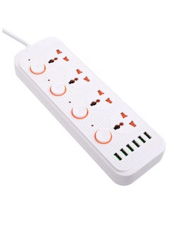 White 4 Socket+6 USB