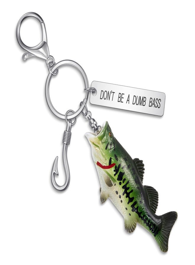 Nosiny Bass Fishing Keychain Gifts for Men, Cool Fish Key Chain Funny Stuff for Fishing Lovers Fisherman for Dad Boyfriend Birthday Christmas Father's Day Gift - Image 1