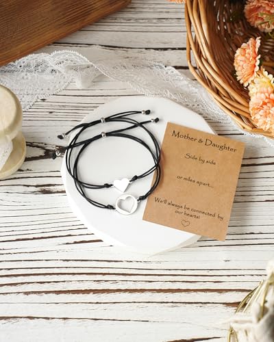 MANVEN Mother Daugther Bracelets Birthday Gifts for Mom Matching Heart Bracelet Christmas Jewelry Gifts for Mom Daughter - Image 4