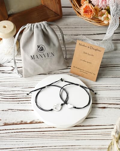 MANVEN Mother Daugther Bracelets Birthday Gifts for Mom Matching Heart Bracelet Christmas Jewelry Gifts for Mom Daughter - Image 5