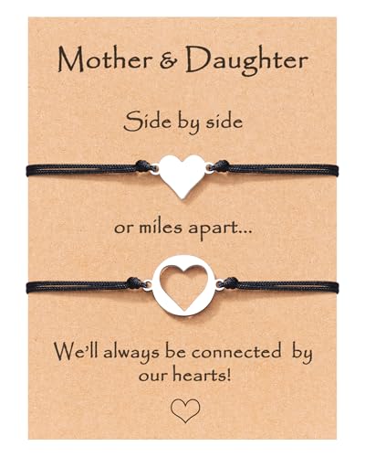MANVEN Mother Daugther Bracelets Birthday Gifts for Mom Matching Heart Bracelet Christmas Jewelry Gifts for Mom Daughter - Image 1