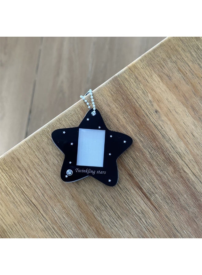 NIBEMINENT 1 - Piece Pentagram Kpop Photo Card Holder Pendant Key Chain ID Badge Holder ID Card Holder Photo Card Protector for School ID Office ID Access Card for Women Girls - Image 1