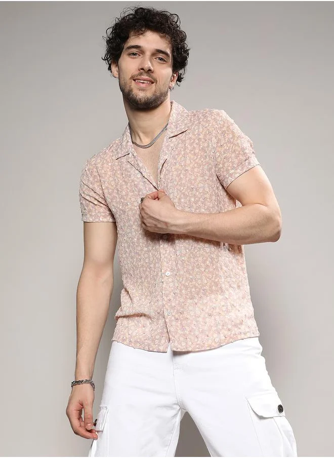 كامبوس سوترا Dobby Floral Print Casual Shirt by Styli