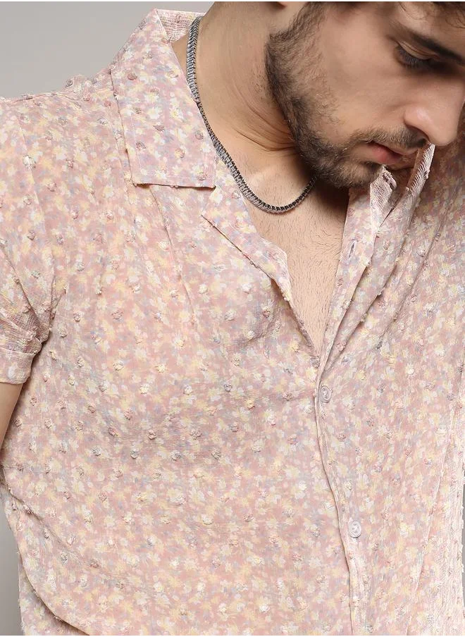 كامبوس سوترا Dobby Floral Print Casual Shirt by Styli