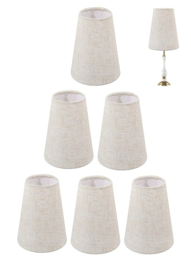 CHGCRAFT 6 Pcs Small Lamp Shades Clip on Bulb Replacement on Shades Cloth Chandelier Lampshades for Pendant, Table, Wall and Floor Lamps, Grayish White, 3.6~5.5x 5.1 inch - Image 1