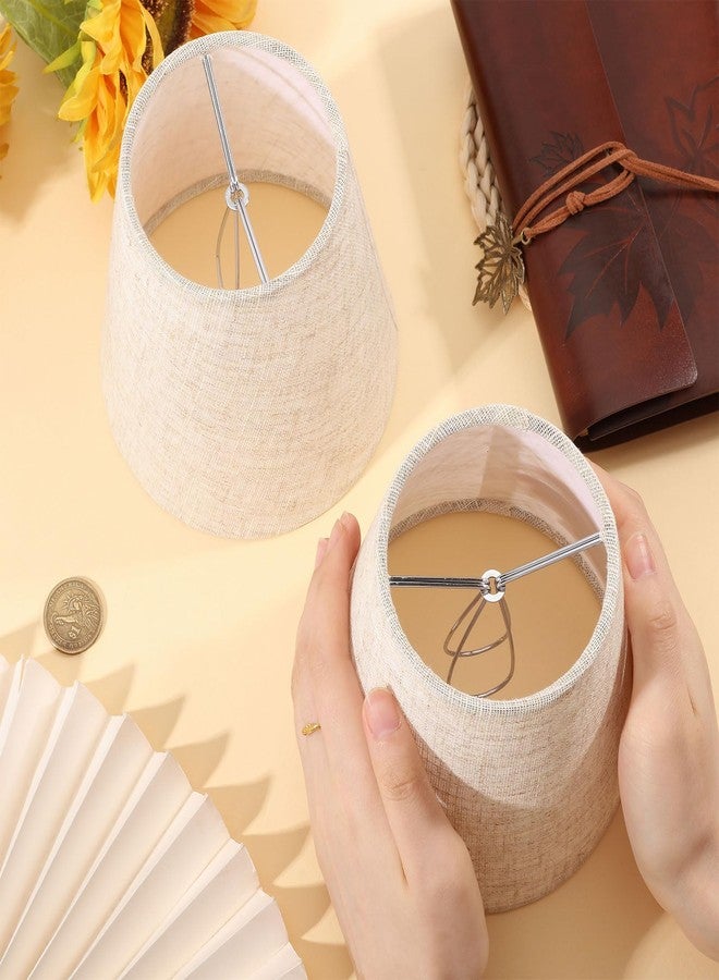 CHGCRAFT 6 Pcs Small Lamp Shades Clip on Bulb Replacement on Shades Cloth Chandelier Lampshades for Pendant, Table, Wall and Floor Lamps, Grayish White, 3.6~5.5x 5.1 inch - Image 3