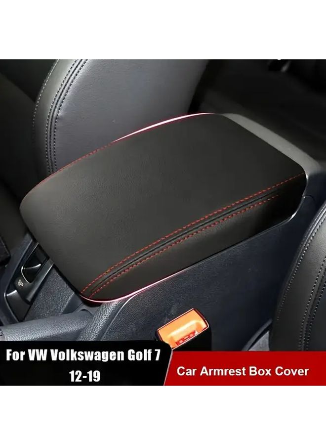 Black Leather Car Armrest Box Console Cover Sleeve Interior Accessories For Volkswagen Golf 7 12 19 Models - Image 1