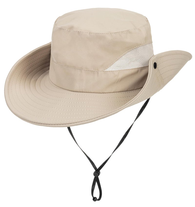 UTOWO Kids Sun Hat with UV Protection Beach Bucket for Boys & Girls Wide Brim Safari Boonie Cap for Summer Outdoor Dark Beige - Image 3