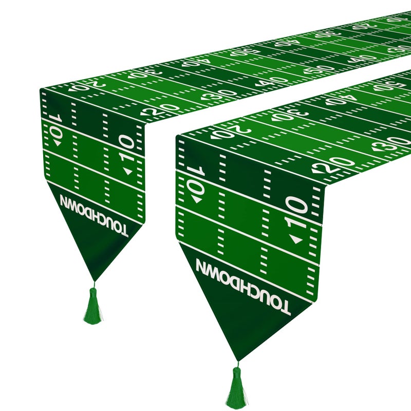 Wehhbtye 2 Pack Football Kitchen Table Runner - 12 x71 American Football Court with Tassels - Dresser Scarves for Dining Room Home Decor - Image 1