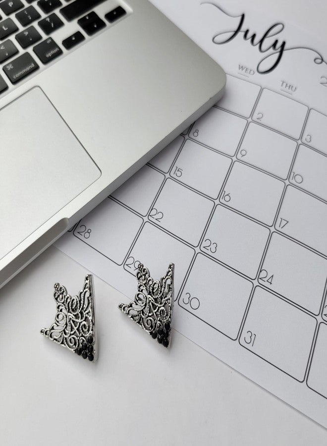 FURE Antic Rhodium Metal Grill Triangular Collar Pins with Rhinestones (Black) for Men and Women - Image 4