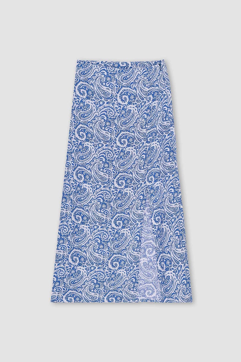 DeFacto Blue Woman A Cut Floral Midi Skirt Casual - Image 1