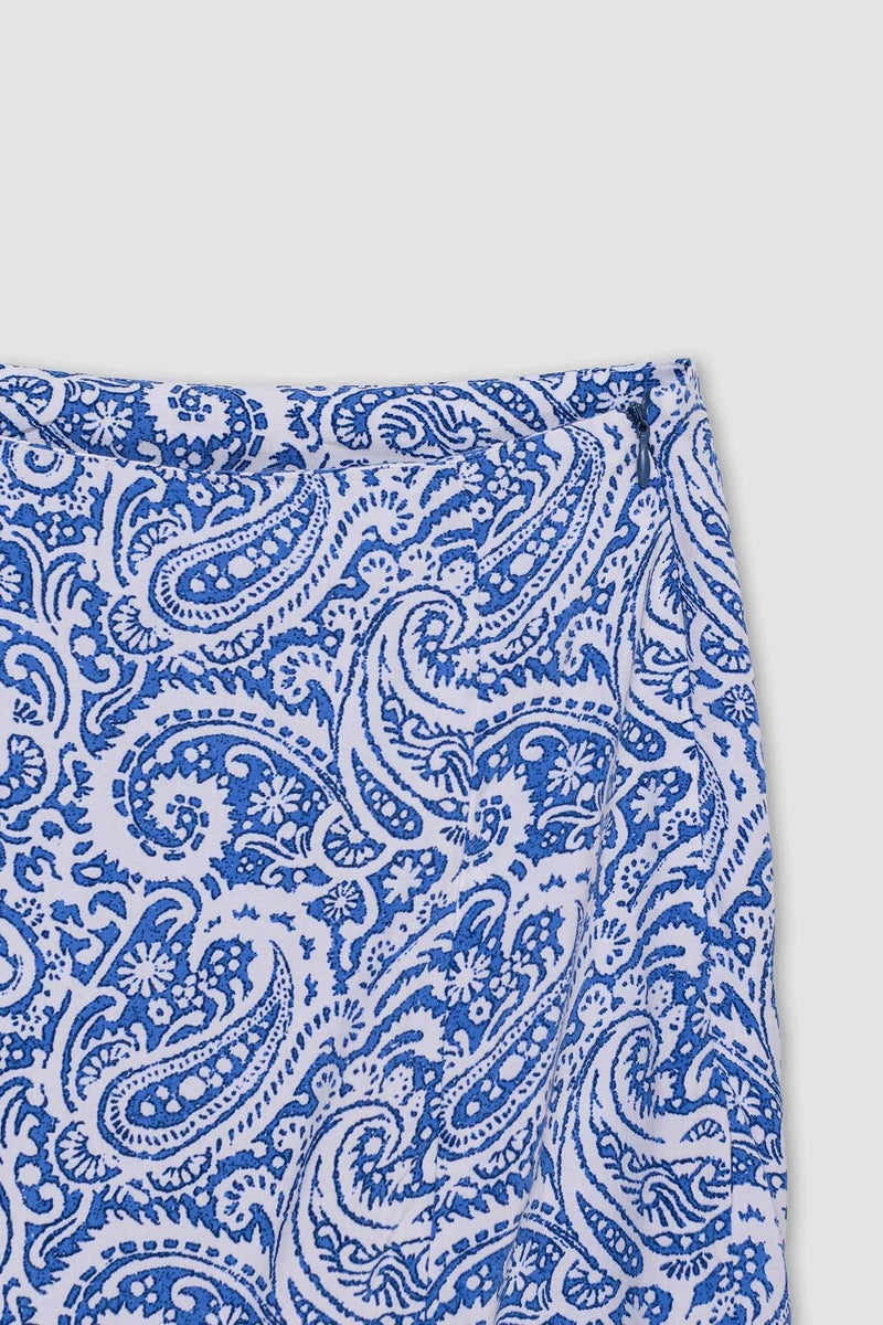 DeFacto Blue Woman A Cut Floral Midi Skirt Casual - Image 2