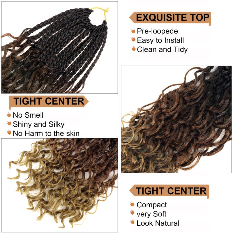 Diha Goddess Box Braids Crochet Hair With Curly Ends 14 Inch Bohomian Box Braids Crochet Braids 8 Packs 3X Crochet Braids Synthetic Braiding Hair Extension for Black Women (14 Inch (Pack of 8), 4-30-27)â€¦â€¦â€¦ - Image 3