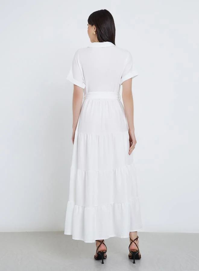 Take Two Elegant White A-Line Maxi Dress
