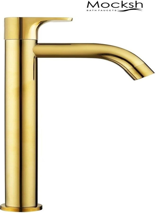 Mocksh Full Gold PVD Coated Vignette SS-304 Tall Pillar Cock Tap with Long Spout & 12 Inches Tall Body Tall Boy Extended Pillar Tap Faucet - Image 2