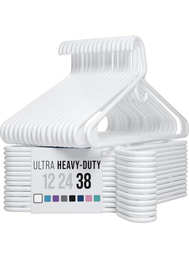 NEATERIZE Ultra Heavy Duty Plastic Clothes Hangers - White - Durable Coat, Suit and Clothes Hanger. Perchas De Ropa (38 Pack - White) - Image 1