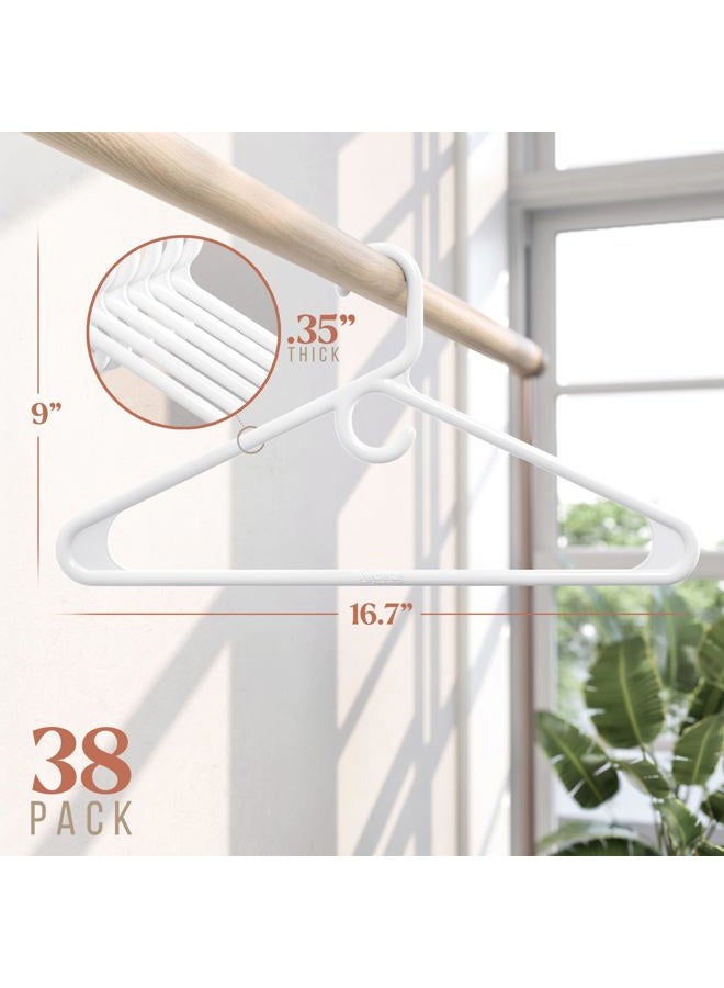 NEATERIZE Ultra Heavy Duty Plastic Clothes Hangers - White - Durable Coat, Suit and Clothes Hanger. Perchas De Ropa (38 Pack - White) - Image 2