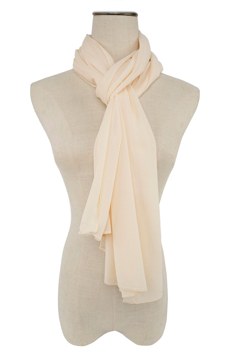 YOUR SMILE for Women Lightweight Breathable Solid Color Soft Chiffon Long Fashion Scarves Sunscreen Shawls (Beige) - Image 5