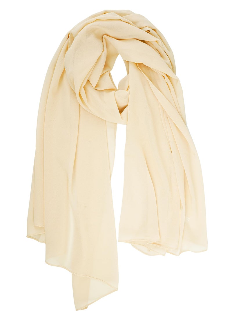 YOUR SMILE for Women Lightweight Breathable Solid Color Soft Chiffon Long Fashion Scarves Sunscreen Shawls (Beige) - Image 1