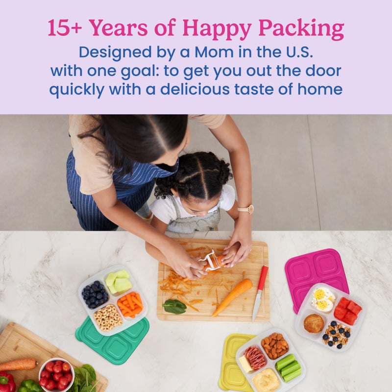 Bentgo Easyboxes 4-Compartment Snack Containers - 8-Piece Set with 4 Trays & 4 Custom-Fit Lids to Seal in Freshness - Reusable Food Storage & Meal Prep Bento BPA-Free Containers (Brights) - Image 4