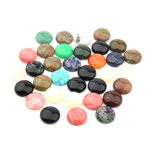 LE SKY cabochon Stone Beads Natural Stone Round Assorted Colors Loose Beads no Hole Handmade DIY for Jewelry Making 14mm Random 20 Pcs - Image 1